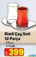 LAV RİMLİ ÇAY SETİ 12 PARÇA 170 CC 6 KİŞİLİK